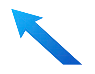 3D rendered blue arrow pointing upwards