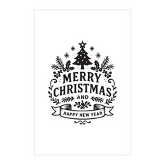 Merry Christmas and Happy New Year Vintage Label Design