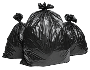 Three black garbage bags