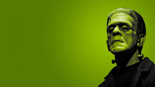 Frankenstein monster halloween character horror film classic green background portrait