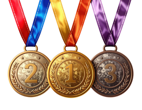 Four medals with ribbons - Powered by Adobe