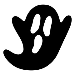 Halloween Ghost Silhouette Flat Design Clipart in Black — Spooky Transparent Background Icon for Holiday Design and Advertising