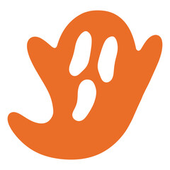 Halloween Ghost Silhouette Flat Design Clipart in Orange — Spooky Transparent Background Icon for Holiday Design and Advertising