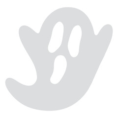 Halloween Ghost Silhouette Flat Design Clipart in White — Spooky Transparent Background Icon for Holiday Design and Advertising