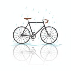 Naklejka premium Bicycle in Rainy Weather Vector Illustration on White Background