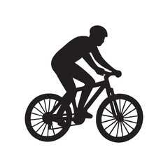 Fototapeta premium Silhouette of Cyclist Riding a Bicycle Sport and Fitness Active Lifestyle Vector Graphic Design Illustration for Print Media and Digital Content Promotion and Social Media Campaigns