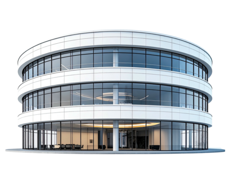 Modern circular office building facade
