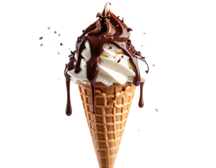 Melted chocolate ice cream cone