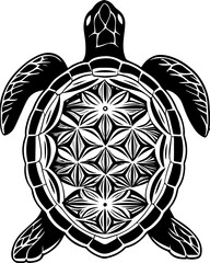 SVG skull tattoo design in a Halloween dark warrior style. Black and White Stylish Turtle Graphic Design for Art Projects