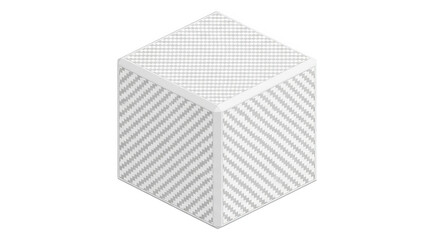 Isometric carbon fiber cube on black background