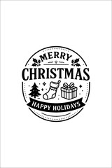 Obraz premium Black and White Christmas Greeting Card Template