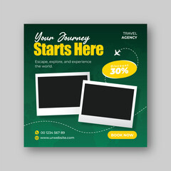Travel Agency Social Media Design Template. Travel Agency Instgram post design. Travel Agency Promotion Post.