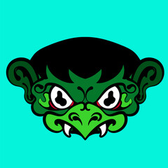 Japanese ghost traditional yokai mask kappa for illustration apparel and tshirt print