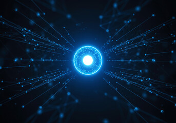 Blue glowing central sphere with radiating network connections