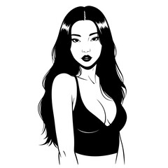 Woman with Long Black Hair