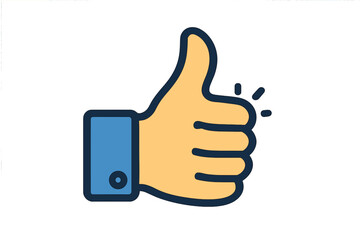 Thumbs up like icon. A vector hand symbol for approval, success, and positive feedback. A flat outline illustration design for social media agreement, OK gesture, and good work.