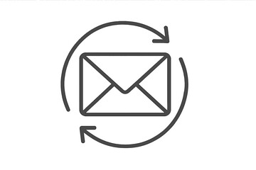 Email sync line icon. Envelope with circular refresh arrows. Concept for update, resend, digital communication, newsletter, message loop, internet correspondence, marketing automation.