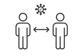 Social distancing icon vector. Thin line illustration of people keeping safe distance to prevent virus spread, pandemic protection concept, coronavirus COVID-19 outbreak safety.