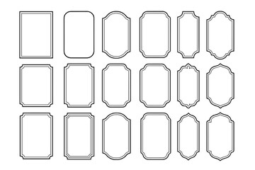 Set of black and white vintage frames. Collection of classic decorative borders. Empty retro label shapes. Simple elegant design elements for certificates or invitations. Vector.