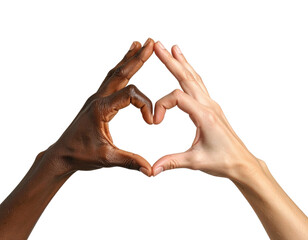 Two hands forming a heart shape, diverse skin tones