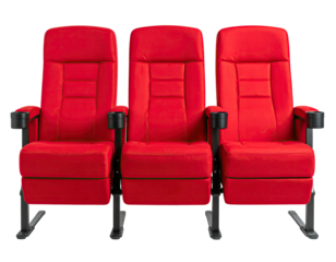Three red movie theater seats