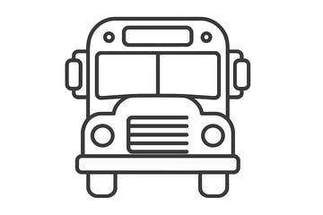 School bus front view outline icon. Vector thin line illustration of public transportation. Education and back to school concept. Symbol of student and children travel vehicle.