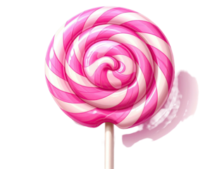 Pink and white spiral lollipop on a stick
