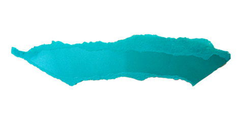 Fragmento de papel rasgado color turquesa con textura en primer plano
