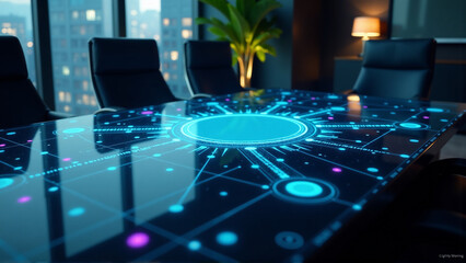 Futuristic Boardroom Data Projection