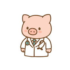 Cute Pig Doctor with Stethoscope Adorable Medical Professional