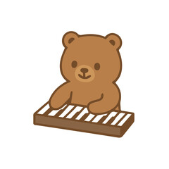 Cute cartoon bear playing the piano