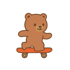 Cute Bear Cub Skateboarding with Joy