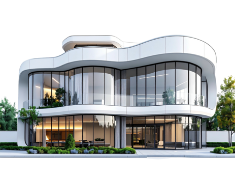 Modern architectural building facade.  Curved design