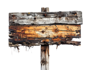 Weathered wooden signpost