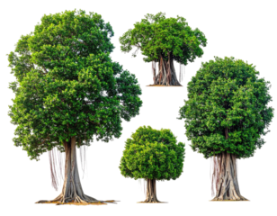 Five mature trees in a landscape setting