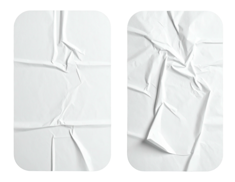 Two crumpled white sheets of paper