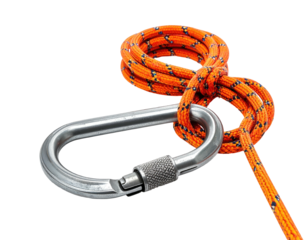 Close-up of climbing rope and carabiner