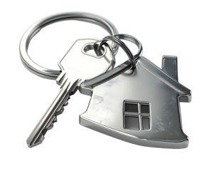 Metal house-shaped key chain