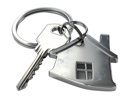 Metal house-shaped key chain