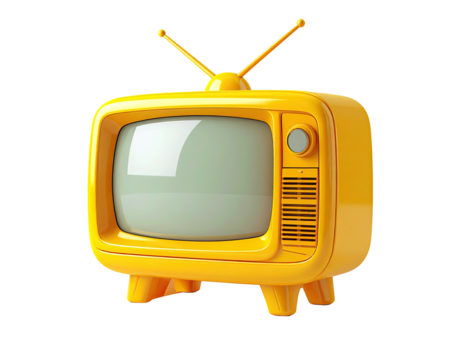 Retro yellow television.  3D rendered