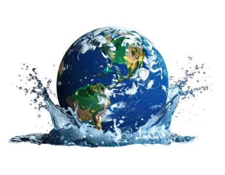 Earth submerged in water
