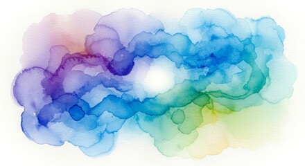Abstract watercolor splash with vibrant rainbow colors and a bright white center