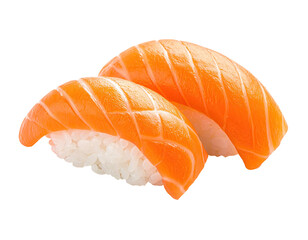 Close-up of two salmon nigiri pieces