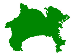 神奈川県の地図（グリーン）