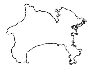 神奈川県の地図（白地図）