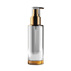 Naklejka premium Clear cosmetic bottle with gold accents
