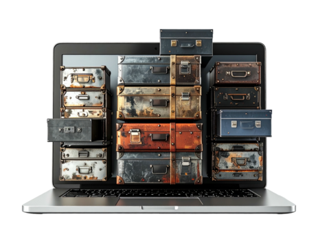 Digital display of vintage suitcases