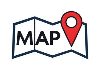Map Icon for Navigation and Location on White, Suitable for Direction and Travel Concepts
