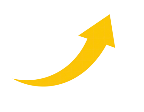 A bright yellow upward-curving arrow