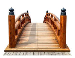 Wooden arch bridge over water